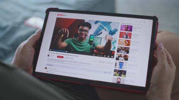 istock Caucasian woman watches educational video 3D modeling using tablet computer 2166492727