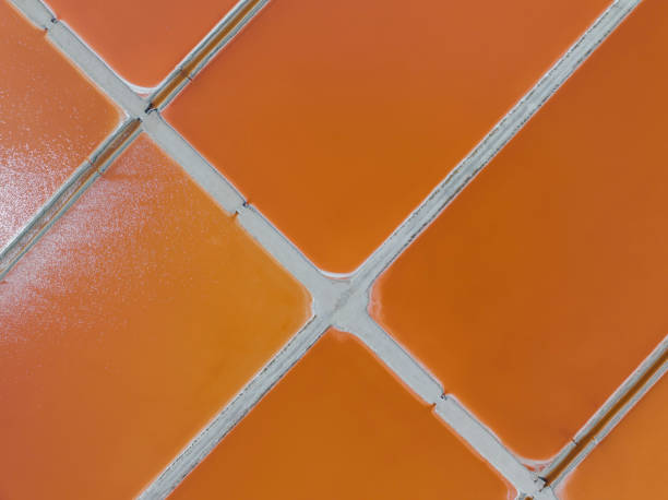 Albania Vlore salt lake factory colorful salt lake