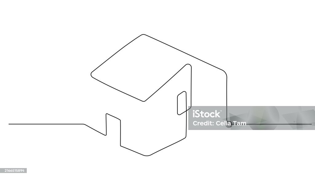 Building Simple Line One Continuous Line Drawing Of House Building Stock Illustration ...