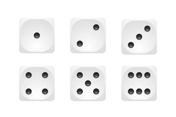 istock White 3d dice icon vector set. Six faces of game die from one to six on white background. Front cube sides with black dots 1,2,3,4,5,6. Realistic gambling objects to play in casino, backgammon, poker 2166524160
