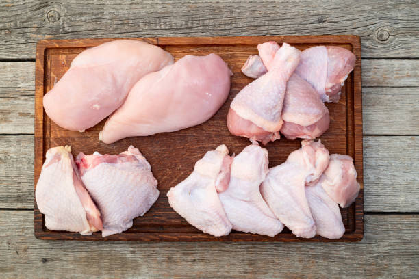 istock Raw mixed chicken meat parts  for cooking on rustic background 2166531142