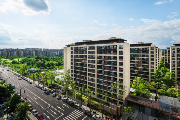 istock Modern city on a sunny day with clouds 2166536692