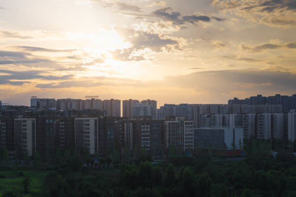 istock Panorama of Chengdu, China at sunset 2166536738