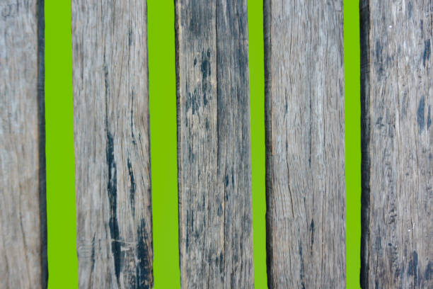 Wood arranged on a green screen background