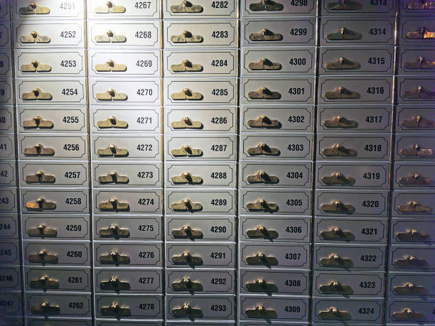 old safe deposit boxes in the bank as very nice background