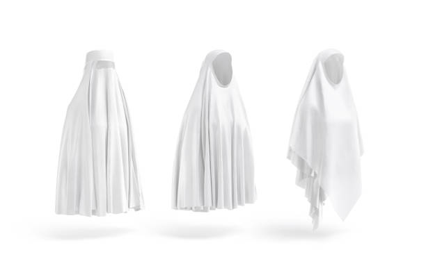 istock Blank white khimar, chador and burqa mockup, side view 2166558837