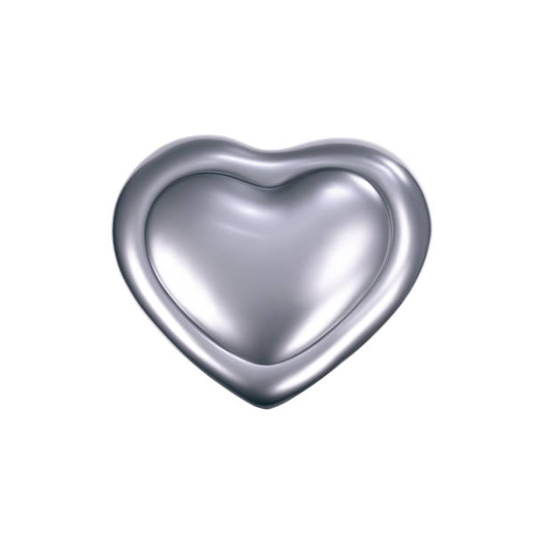 istock 3d chrome heart icon in y2k style isolated on a white background. Render of 3d silver heart emoji with glossy gradient effect. 3d vector y2k illustration 2166558981