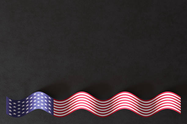 Elegantly undulating American flag on a dark textured background, providing ample copy space. Ideal for themes of patriotism, national events, and commemorative occasions. 3D render.