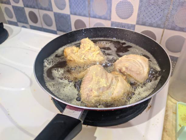 istock cooking fried chicken with Teflon in the kitchen 2166566072