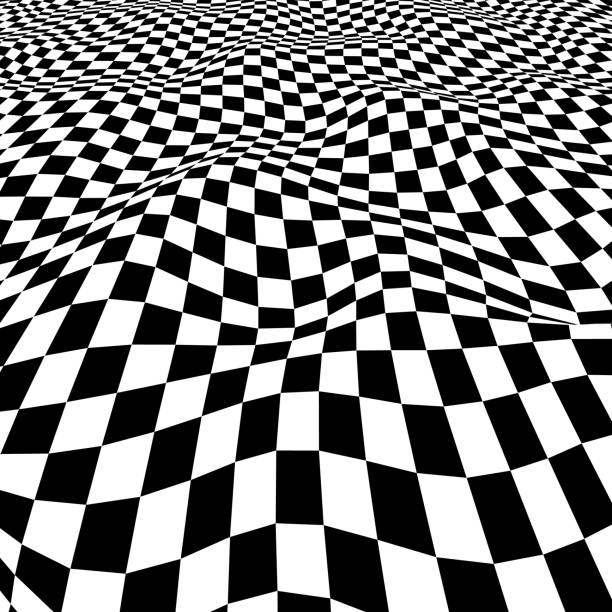 istock 3D surface of checked waves of warped squares, with perspective 2166568869