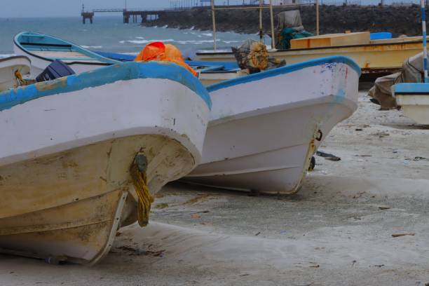 Traditional old boats in Masirah Island in Sultanate of Oman