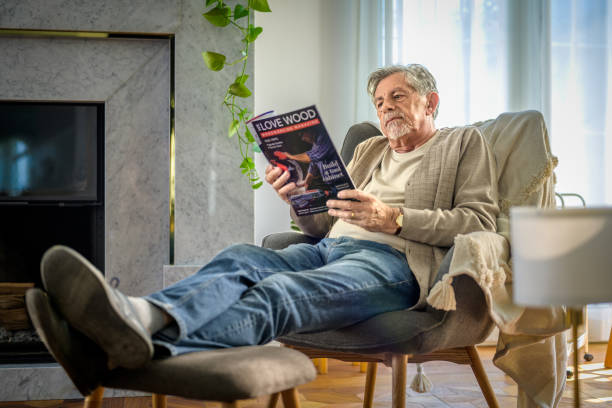 Senior Man Relaxing with Magazine