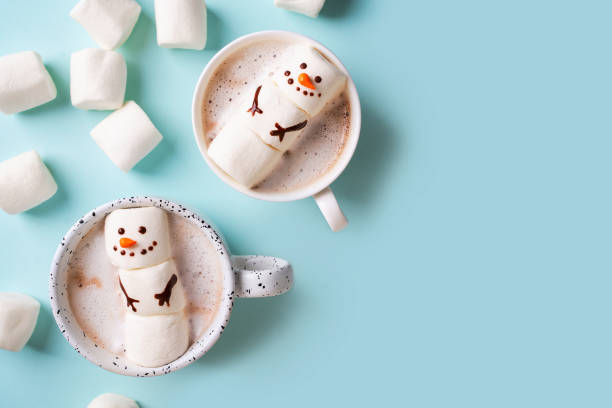 Snowmen marshmallow funny kids, christmas concept