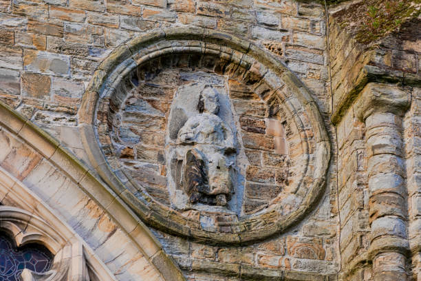 The badly damaged remains of a medieval sedilia in St Nicholas’ Chapel in King’s Lynn, Norfolk, Eastern England. The current St Nicholas Chapel was built in the early 15th century as a ‘chapel of ease’ granted to the monks of the priory church of St Margaret (now King’s Lynn Minster). A sedilia is a row of seats, usually made from stone, which are positioned on the southern side of the altar, usually in the chancel, and are used by the priests during Mass.
