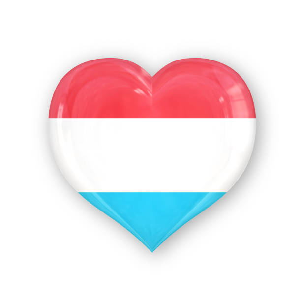 Luxembourg flag in heart shape isolated on white background. 3d-rendering