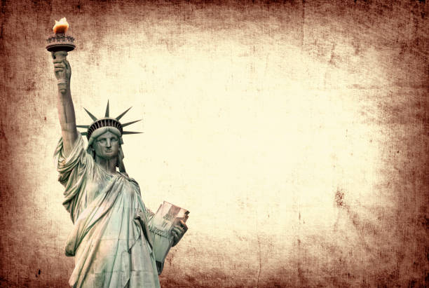 istock Vintage style blank background with Statue of Liberty 2166582871