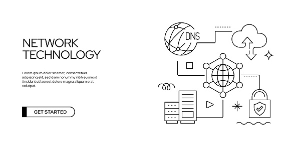 Network Technology Related Line Banner Design Computer Database Server ...