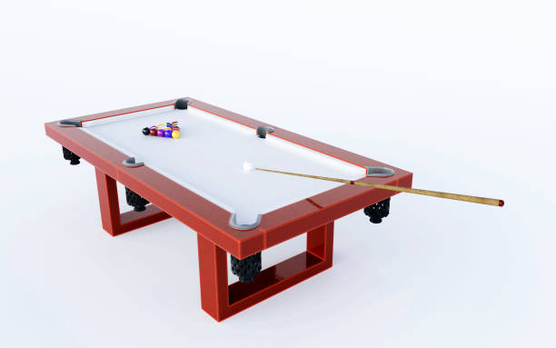 istock 3d rendering illustration of a pool table with white cue inserts and layers isolated on white background with shadow 2166595491
