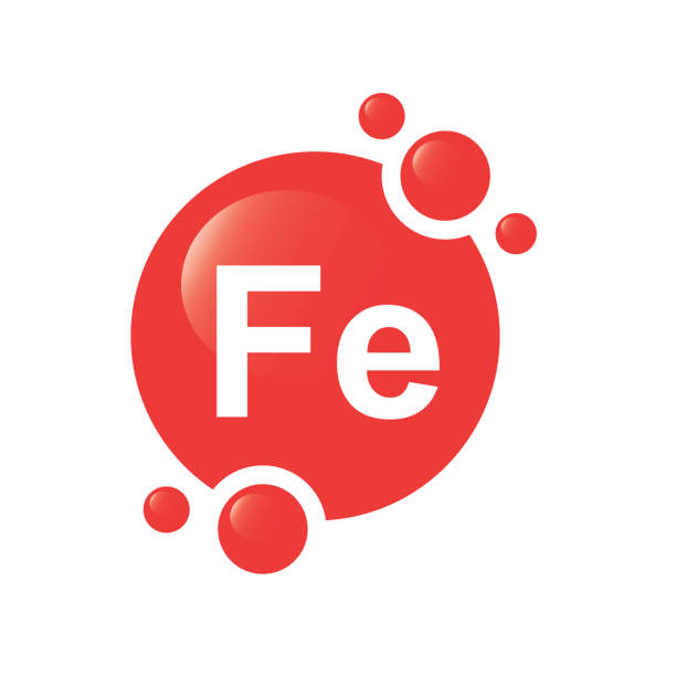 illustrazioni stock, clip art, cartoni animati e icone di tendenza di minerali: ferro, fe e vitamine per la salute. - ferro