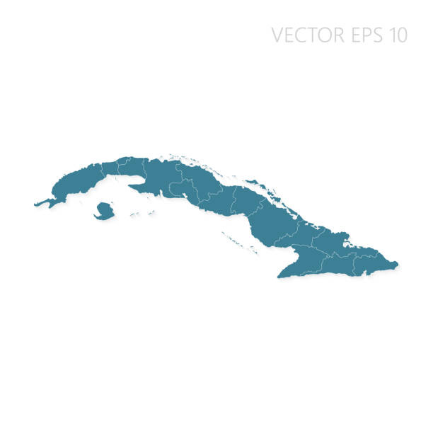 istock Cuba Map high detailed with divide by state isolated on white background. Capri color modern vector map 2166597270