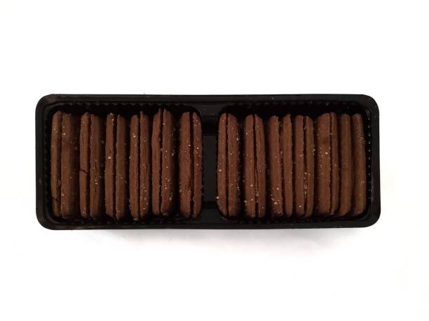 istock Close up of chocolate biscuits isolated in a white background 2166597887