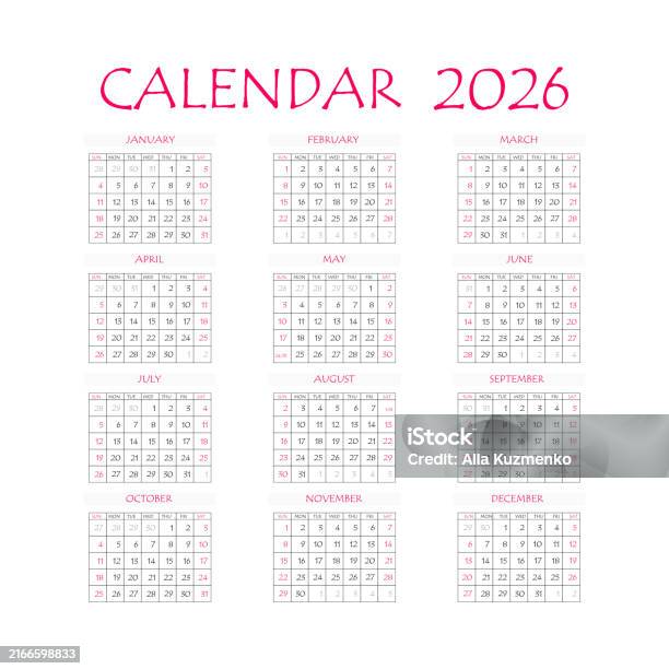 Ilustración de 2026 Calendar Planner Corporate Week Template Layout 12
