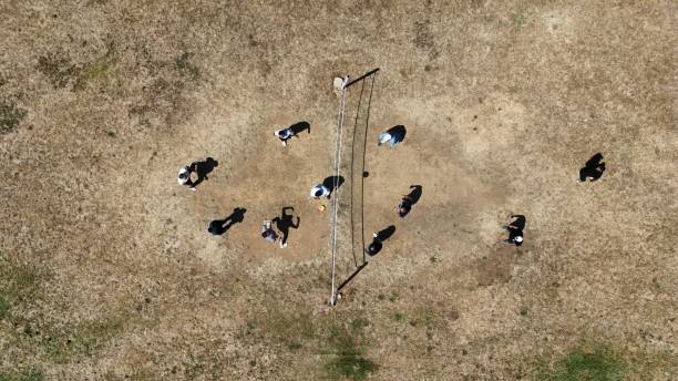 istock Beach volleyball top view 2166599727