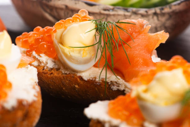 istock Salmon trout ed caviar sandwich close-up 2166600834