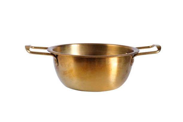 istock Old Brass Pot or Pan Soup on white background. 2166607490