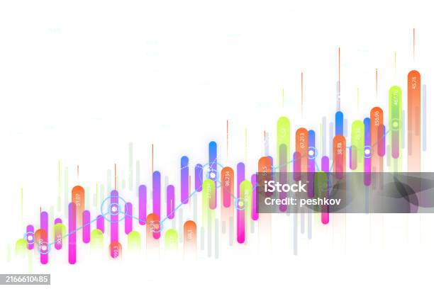 Colorful Data Visualization With Vertical Bars And Line Graph 3d ...