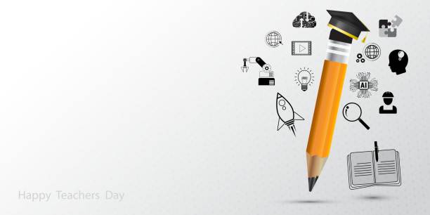 istock Vector illustration of Teachers day or Greeting card design. Educational symbol icon design with Book. 2166612692