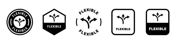 ilustrații de stoc cu flexibil - semne vectoriale pentru eticheta de ambalare. - flexibilitate