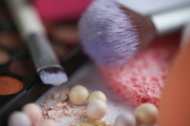 Professional makeup set decorative cosmetics close up