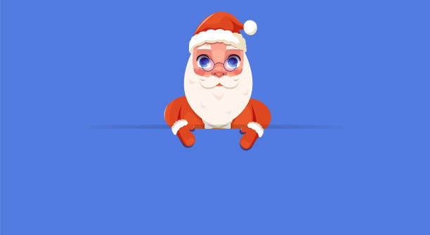 istock Christmas and New Year card design template with Santa Claus on blue background. 2166622531