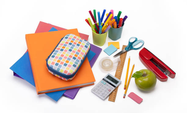 Colorful School Supplies Isolated on a white background