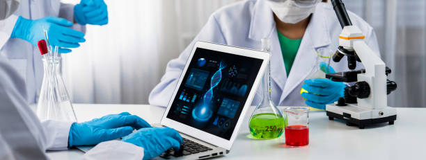 istock Innovative medical biotechnology software with lab researcher. Rigid 2166624934