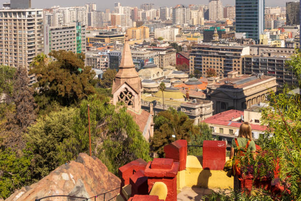 Viewpoint of Cerro Santa Lucia in the city center of Santiago in Chile