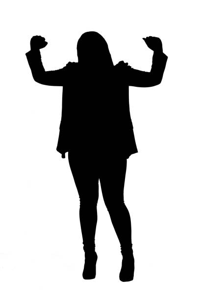half silhouette girl holding an army knife and a cleaver