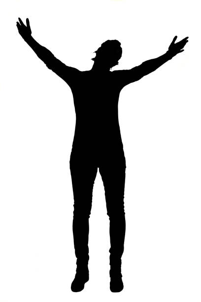 silhouette of woman with arms raised giving a hug