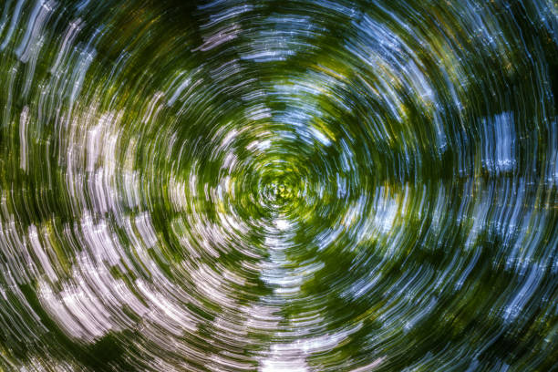 A mesmerizing abstract swirl with lush green and calming blue foliage, evoking movement and tranquility