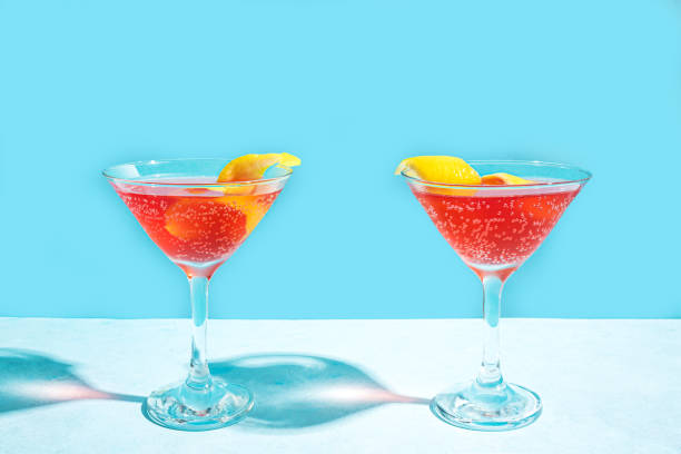 istock Pink martini cocktail with lemon twist 2166635522