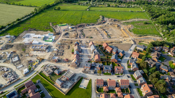 istock Aerial view of a building site in UK 2166640637