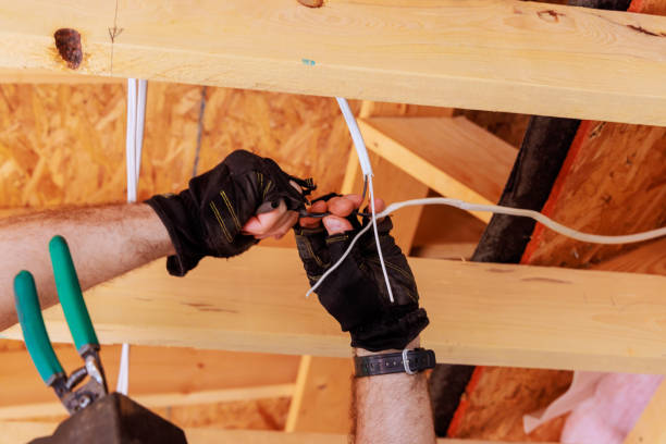istock Wiring a ceiling light lamp electrical is mounted by an electrician 2166640749