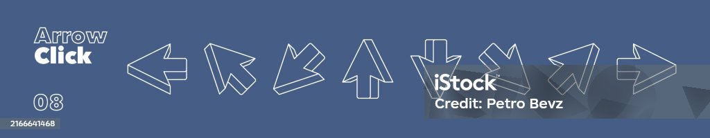 Click Direction Set Of 3d Linear Arrows Click With Different Directions Mouse Click ...
