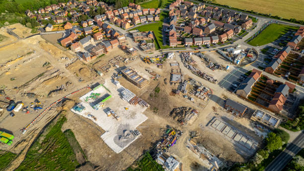 istock Aerial view of a residential construction site 2166642108