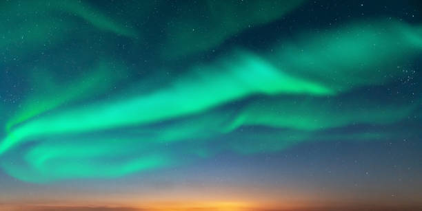 Northern lights in winter Finland sky
