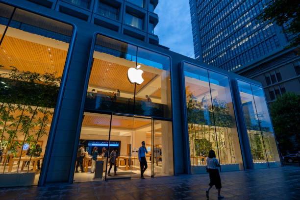 Tokyo, Japan - June 30, 2023 : General view of the Apple Store Marunouchi in Tokyo, Japan.