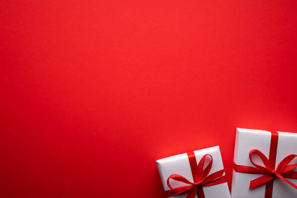 istock Creative Valentines Day postcard design with white gift box 2166644273