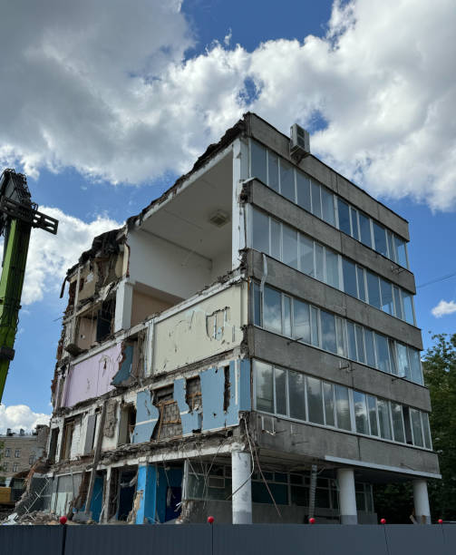 istock Demolished building surrounded with rubble and scrap. 2166644904