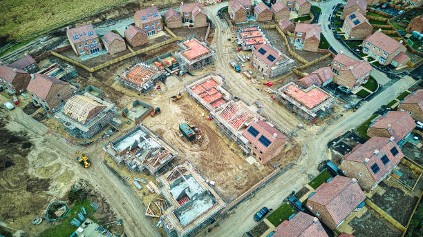 istock Aerial view of a residential construction site 2166645236